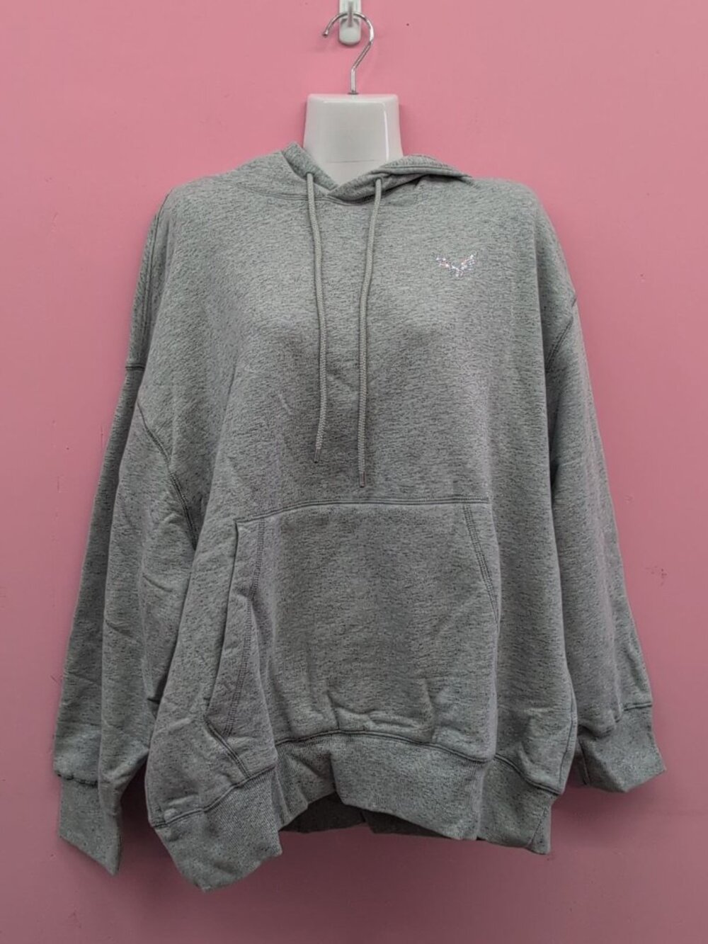 Victoria Secret Angel Essentials Iconic Fleece Relaxed Hoodie Size Medium Gray